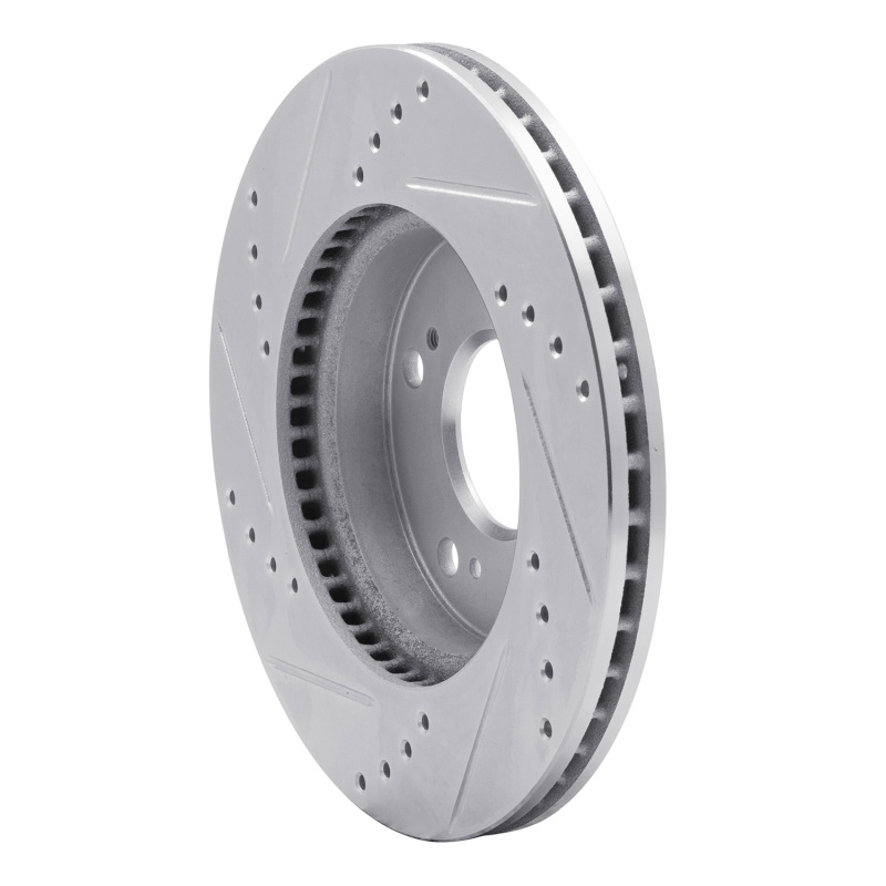 Acura ILX Brake Rotor (1) - Front Right - R1 Concepts - Drilled & Slotted - Silver - `12-`15